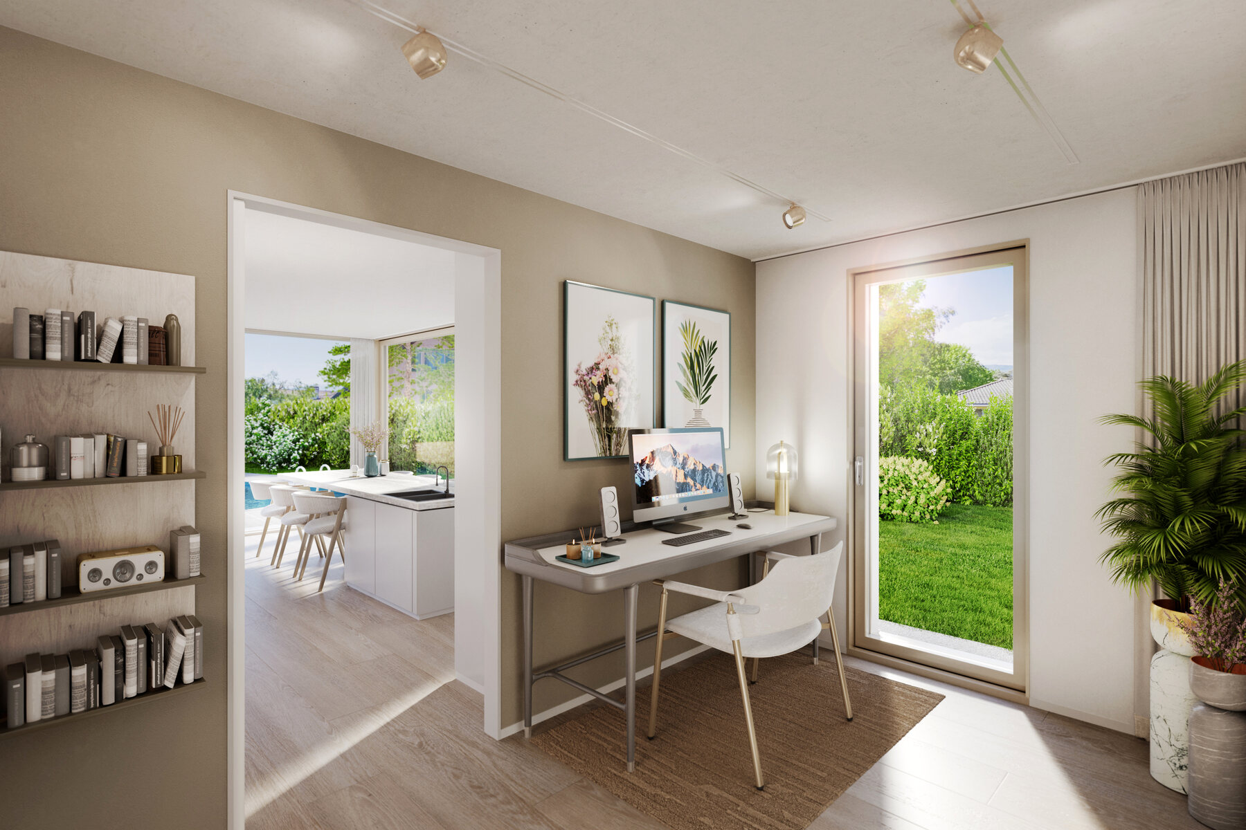 Le bureau, ouvert sur le jardin
