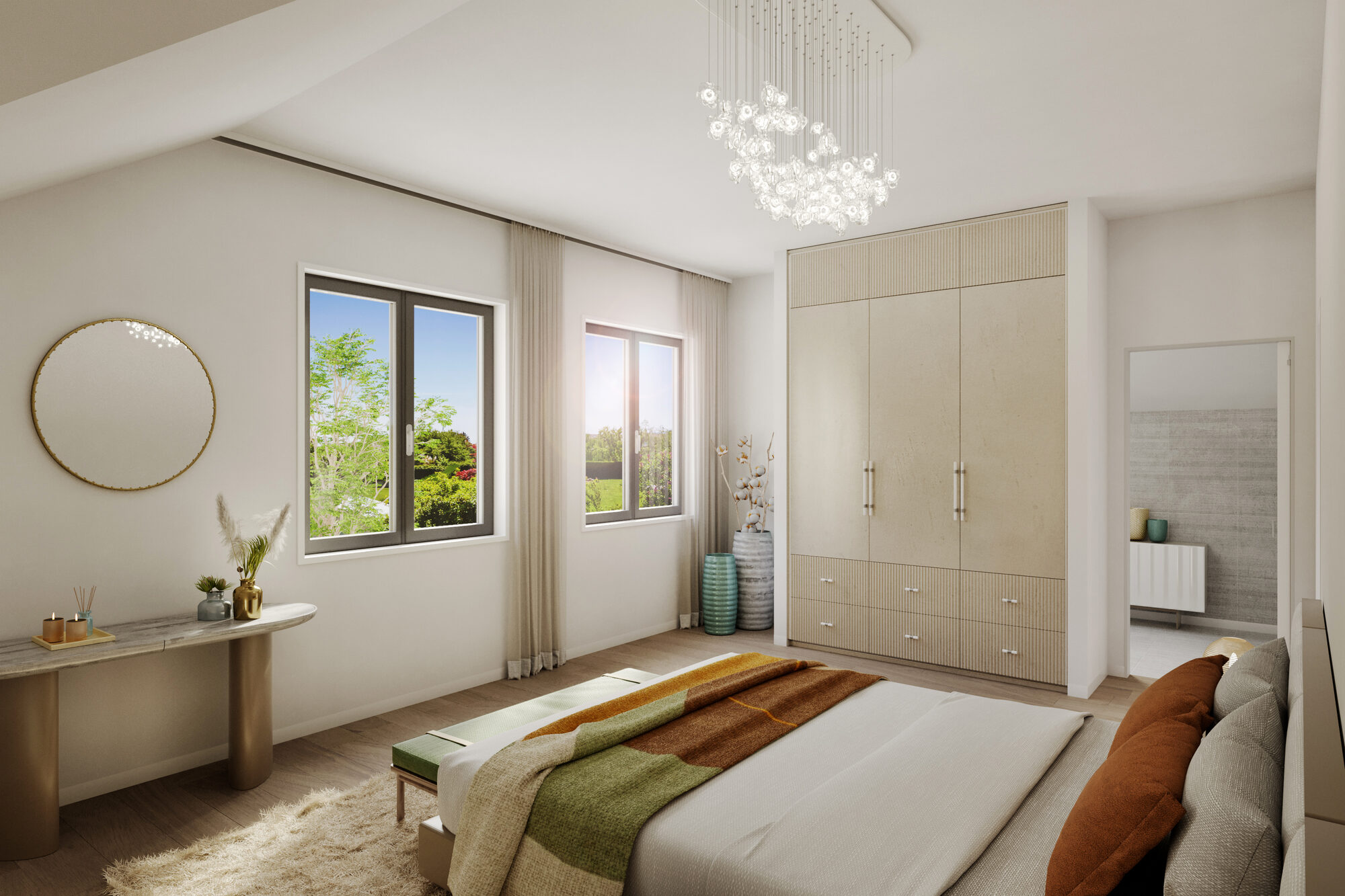 La chambre en suite, avec dressing et salle de douche
